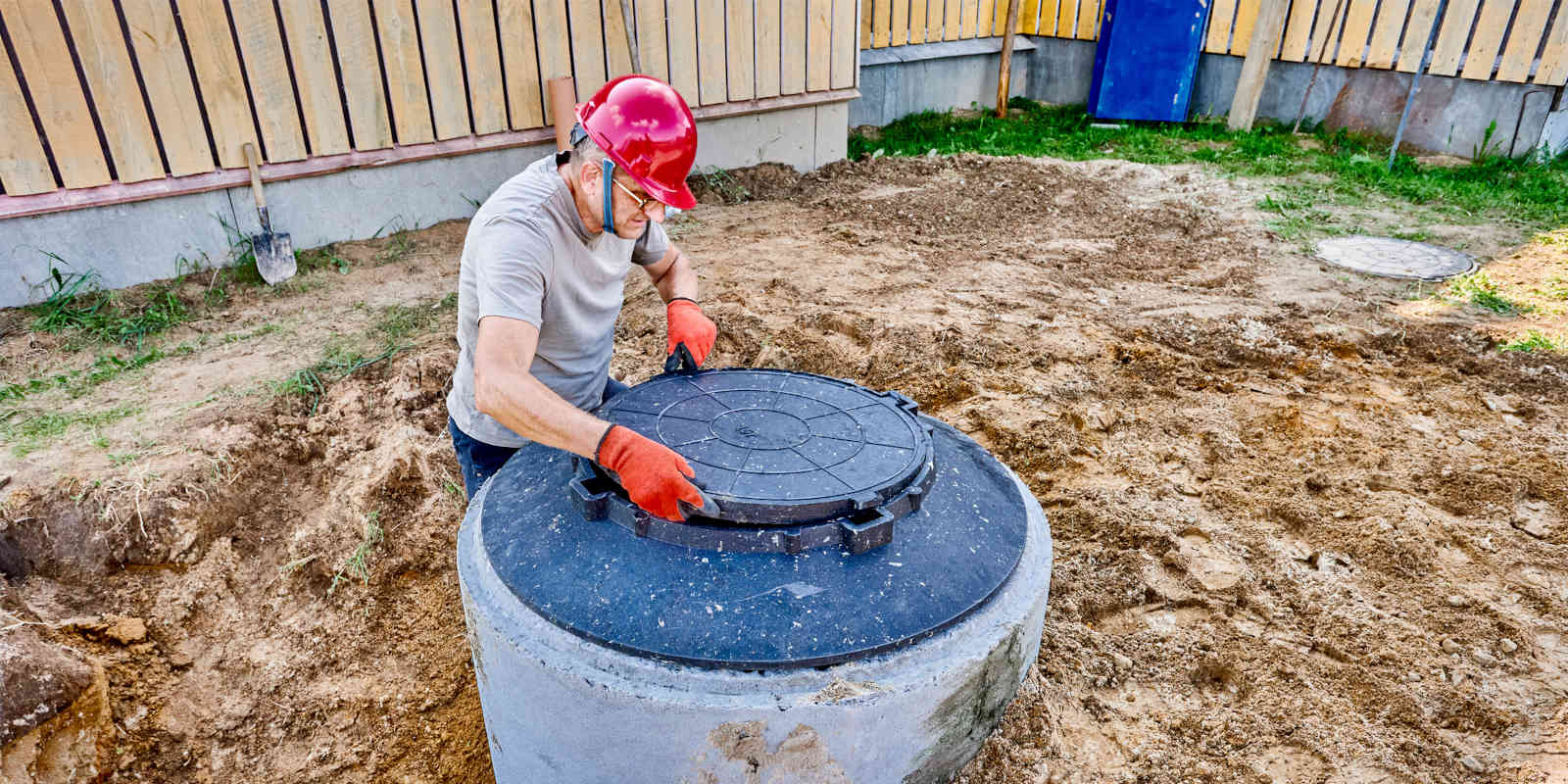 Durable plastic septic tank riser installation overlay